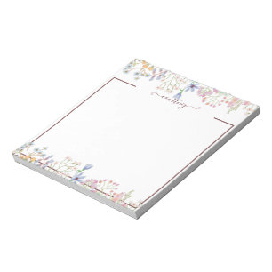 Watercolor spring flowers personalized   notepad