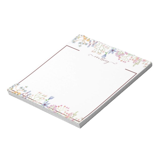 Watercolor spring flowers personalized   notepad (Rotated)