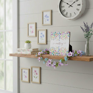 Watercolor spring flowers personalized plaque
