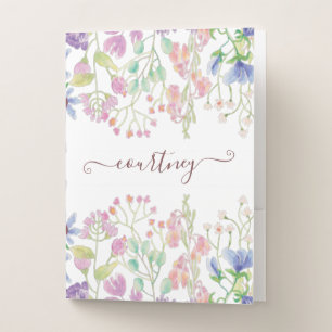 Watercolor spring flowers personalized   pocket folder