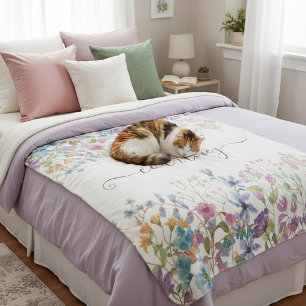 Watercolor spring flowers personalized sherpa blanket