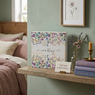 Watercolor spring flowers personalized wooden box sign