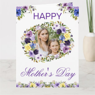 Watercolor Spring Flowers Wreath Mother's Day Card