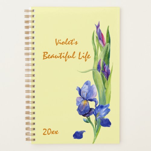 Watercolor Spring Flowers _ Yellow Personalized Planner