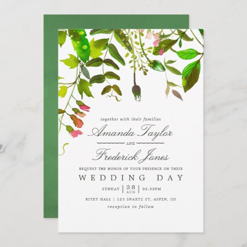 Watercolor Spring Foliage Wedding Invitation