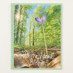 Watercolor Spring Forest & Crocus Flower Spiral No Planner