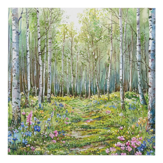 Watercolor Spring Forest Faux Canvas Print (Front)