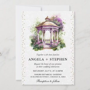 Watercolor Spring Garden Gazebo Wedding Invitation