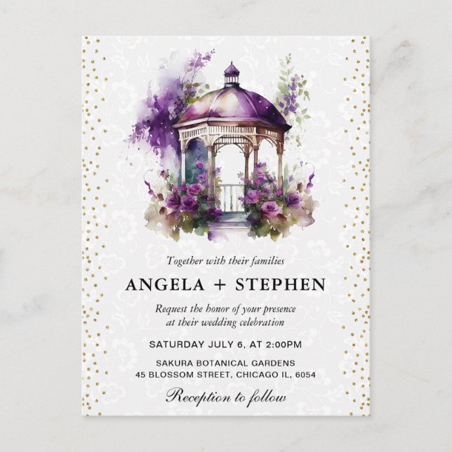 Watercolor Spring Garden Gazebo Wedding Postcard (Front)