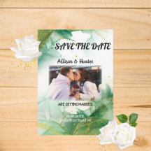 Watercolor Spring Green Save the Date 