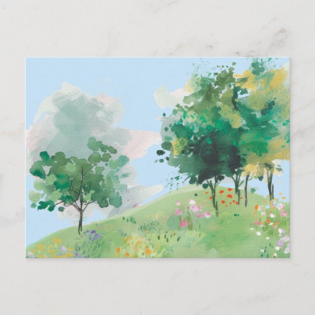 Watercolor Spring Hand drawn  Postcard (Front)