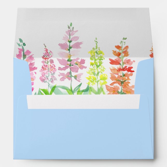 Watercolor Spring Hollyhock Flowers  Envelope (Back (Bottom))
