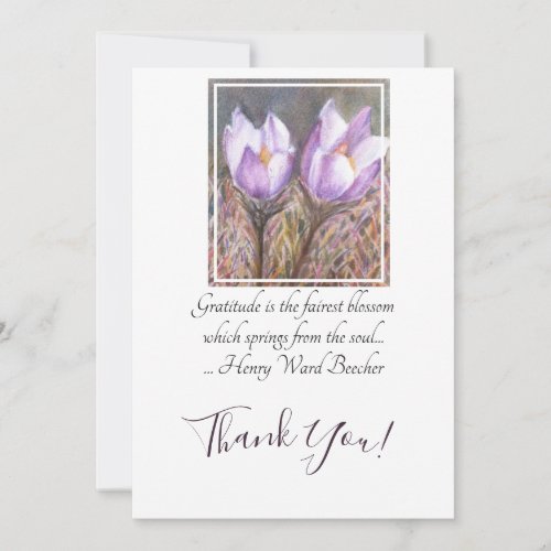 Watercolor Spring Purple Crocus Thank You Card