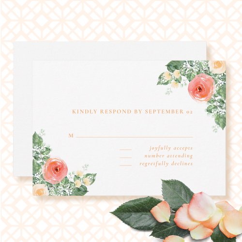 Watercolor Spring Summer Floral Chic Wedding RSVP 