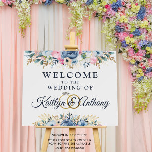 Watercolor Spring Summer Floral Wedding Welcome Foam Board