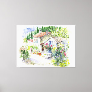 Watercolor Spring Summer Garden  Canvas Print