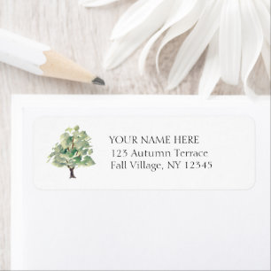 Watercolor Spring Tree Hand Drawn Vintage Address Label