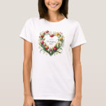 Watercolor spring tulips floral heart Mother&#39;s Day T-Shirt