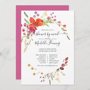 Watercolor Spring Wild Flower Baby Shower by Mail Invitation