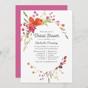 Watercolor Spring Wild Flower Virtual Baby Shower Invitation