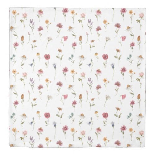 Watercolor Spring Wildflower Botanical Duvet Cover