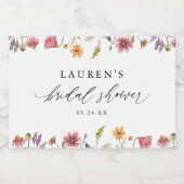 Watercolor Spring Wildflower Bridal Shower Favors Sparkling Wine Label (Single Label)