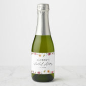 Watercolor Spring Wildflower Bridal Shower Favors Sparkling Wine Label (Front)