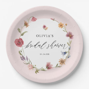 Watercolor Spring Wildflower Bridal Shower Paper Plates