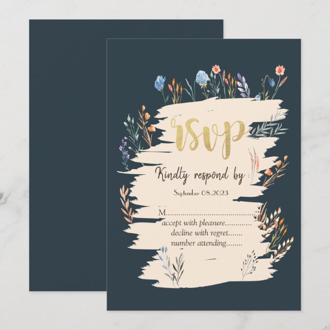 Watercolor Spring Wildflower Meadow RSVP   Invitation (Front/Back)