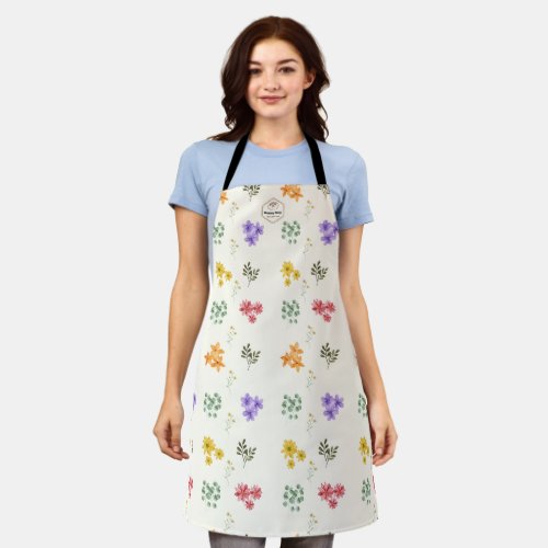 Watercolor Spring Wildflower Pattern Apron