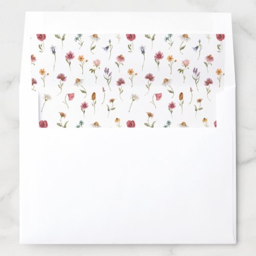 Watercolor Spring Wildflower Pattern Envelope Liner