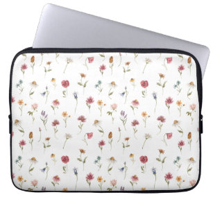 Watercolor Spring Wildflower Pattern Laptop Sleeve