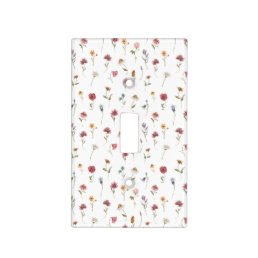 Watercolor Spring Wildflower Pattern Light Switch Cover