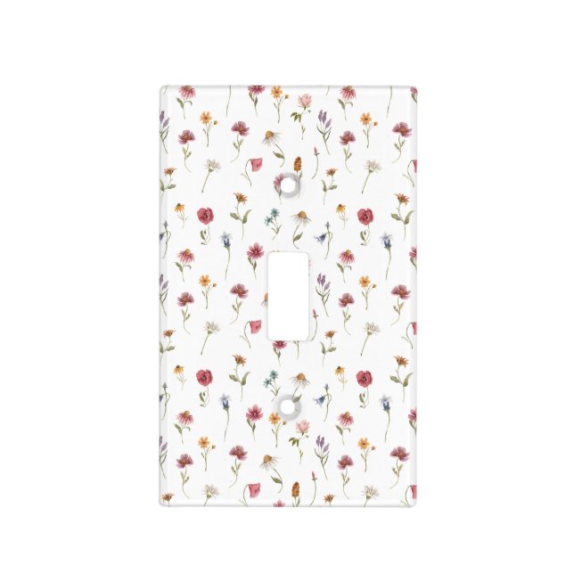 Watercolor Spring Wildflower Pattern Light Switch Cover (Front)