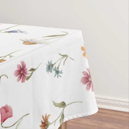 Watercolor Spring Wildflower Pattern Tablecloth