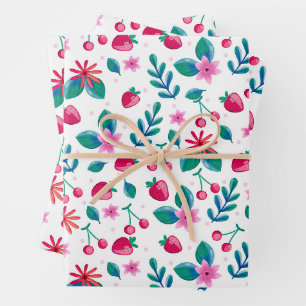 Watercolor Spring Wildflower Pattern Wrapping Paper Sheets