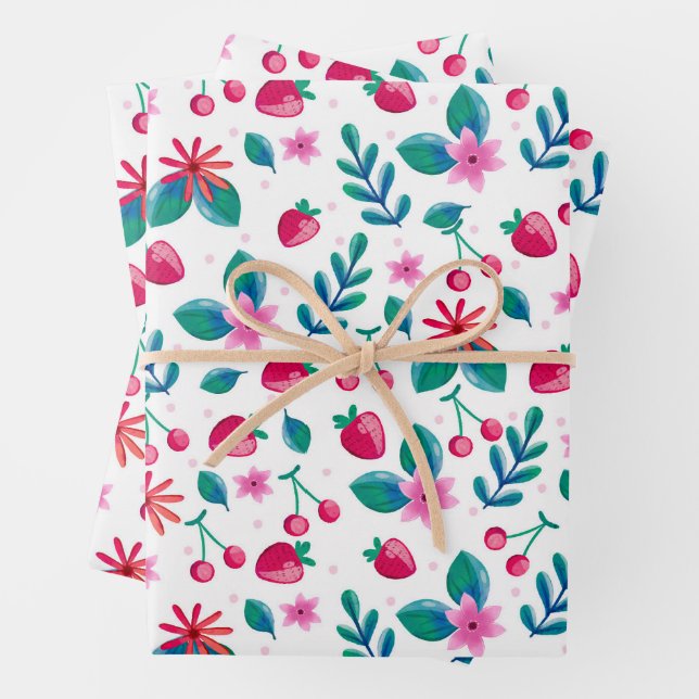 Watercolor Spring Wildflower Pattern  Wrapping Paper Sheets (In situ)