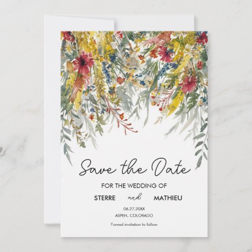 Watercolor Spring Wildflowers Save The Date
