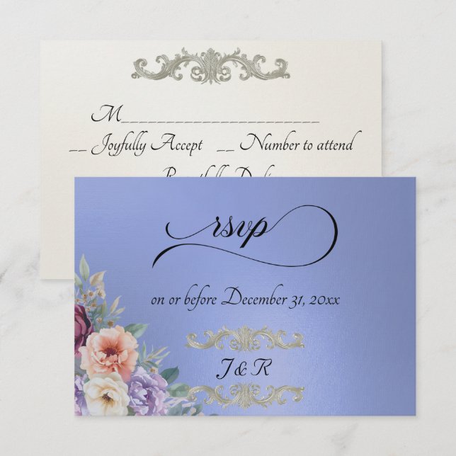 Watercolor Spring Wildflowers - Sky Blue RSVP Card (Front/Back)