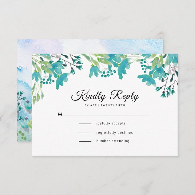 Watercolor Spring Wildflowers Wedding RSVP Cards (Front/Back)