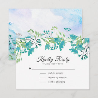 Watercolor Spring Wildflowers Wedding RSVP Cards