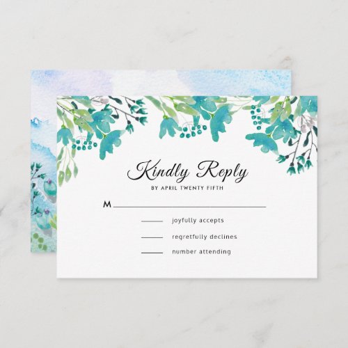 Watercolor Spring Wildflowers Wedding RSVP Cards