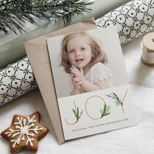 Watercolor Springs Christmas Joy Photo Card