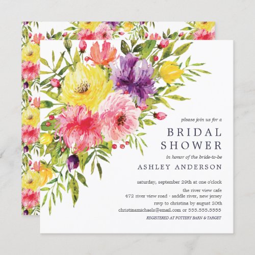 Watercolor Springtime Floral Bridal Shower  Invita Invitation