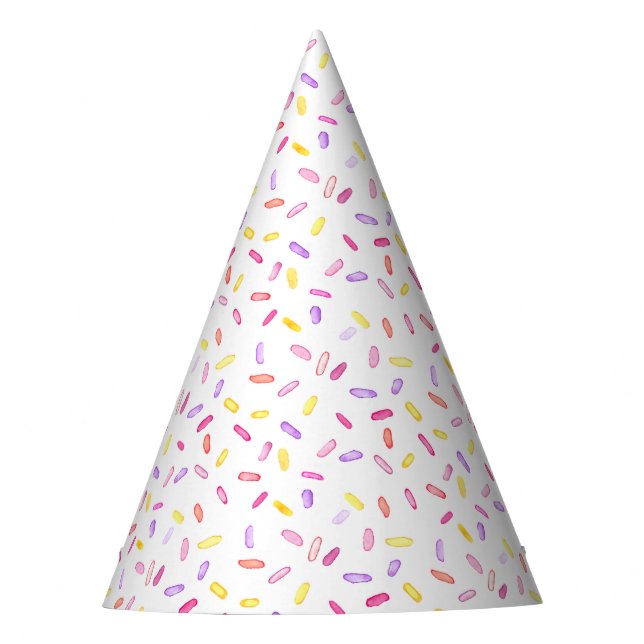 Watercolor Sprinkles Kids Birthday Party Hat (Front)