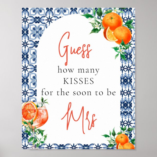 Watercolor Spritz Guess How Many Shower Game Poster (Front)