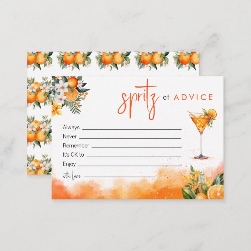 Watercolor Spritz Orange Flowers Advice and Wishes Enclosure Card