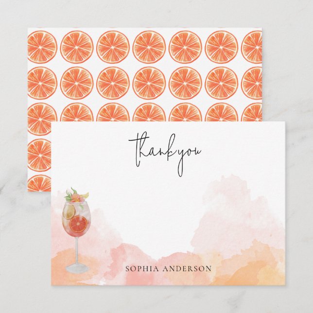 Watercolor Spritz Orange That's Amore Thank You (Front/Back)