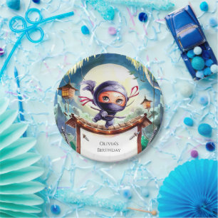 Watercolor Spy Ninja Birthday Paper Plates