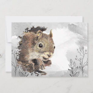 Watercolor Squirrel Animal Custom Birthday  Invitation